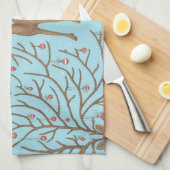 Christmas deer on blue キッチンタオル (四つ折り)