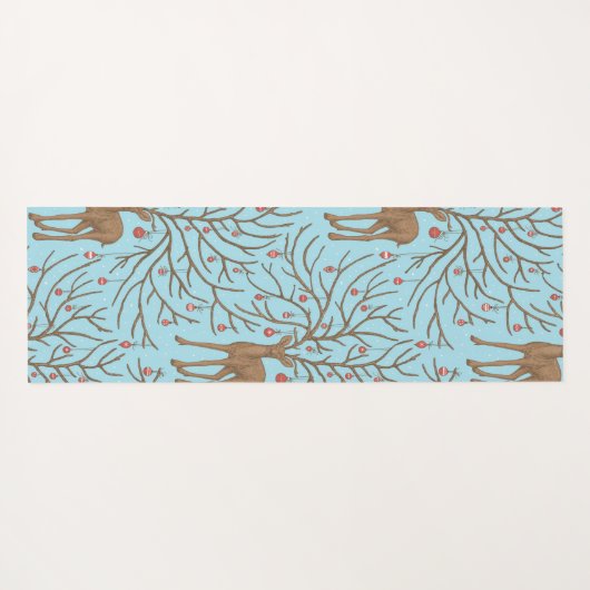 Christmas deer on blue ヨガマット (裏面(横))