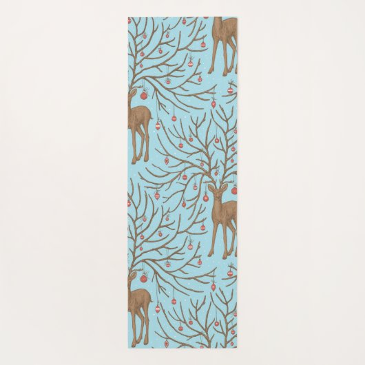 Christmas deer on blue ヨガマット (裏面)