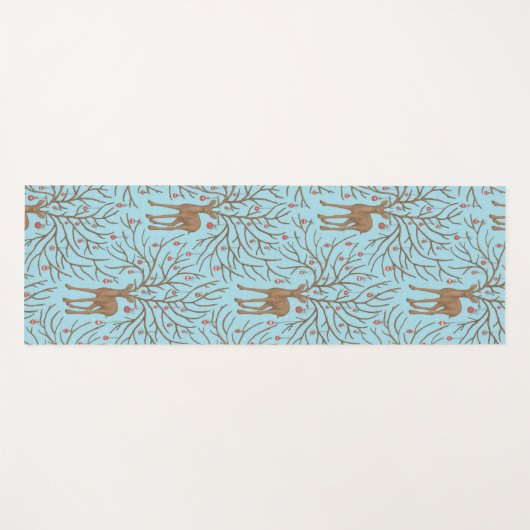 Christmas deer on blue ヨガマット (正面(横))