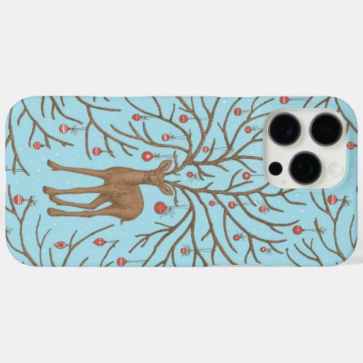 Christmas deer on blue Case-Mate iPhoneケース (裏面 (横))