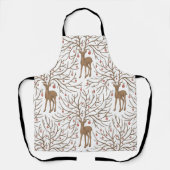 Christmas deer on white エプロン (正面)