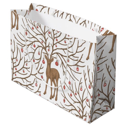 Christmas deer on white ラージペーパーバッグ (裏面アングル)