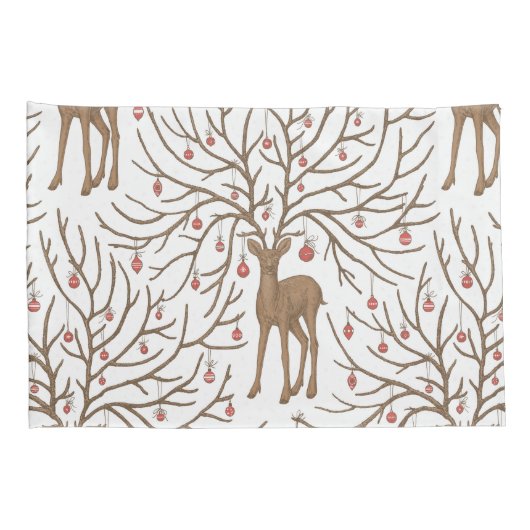 Christmas deer on white 枕カバー (裏面-右)