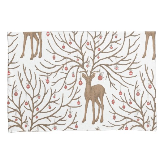 Christmas deer on white 枕カバー (正面右)