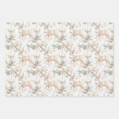 Christmas Deer Pine Twigs ラッピングペーパーシート (正面3)