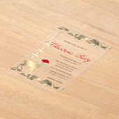 Christmas Deer Santa Hat Christmas Party アクリル招待状 (レイダウン)