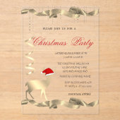 Christmas Deer Santa Hat Christmas Party アクリル招待状 (正面)