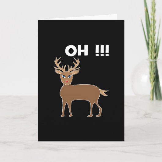 Christmas Deer Season Cute Festive Retro Style カード (正面)