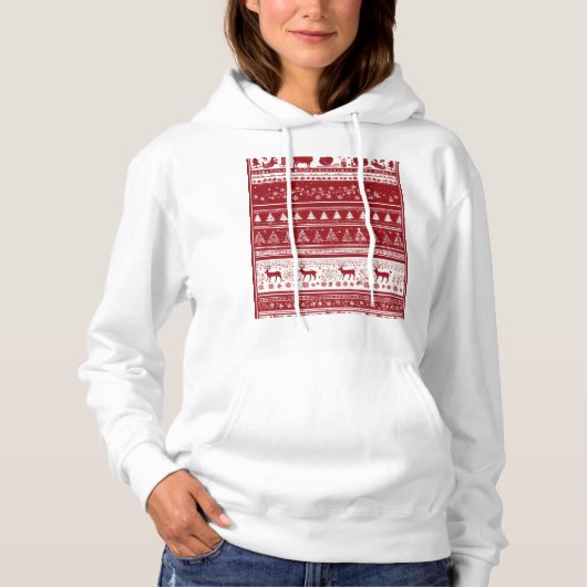 Christmas deer ,trees and snow hoodie for women  パーカ (正面)