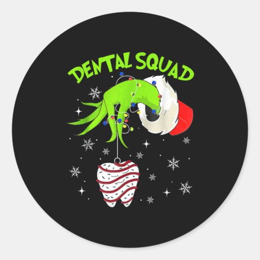 Christmas Dental Squad Cute Dentist Dental Hygieni ラウンドシール (正面)