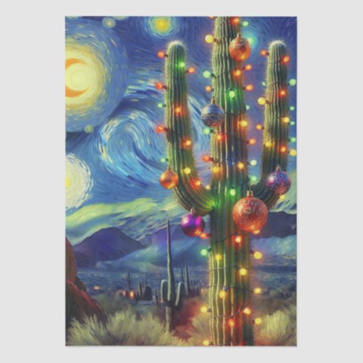 Christmas Desert Saguaro Cactus Decoupage 薄葉紙 (正面)