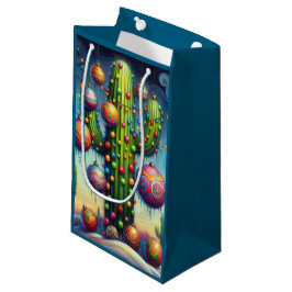 Christmas Desert Southwest Saguaro Cactus Seasonal スモールペーパーバッグ