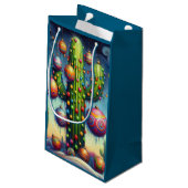 Christmas Desert Southwest Saguaro Cactus Seasonal スモールペーパーバッグ (裏面アングル)