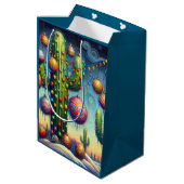 Christmas Desert Southwest Saguaro Cactus Seasonal ミディアムペーパーバッグ (裏面アングル)