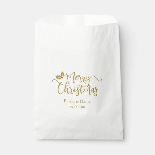 Christmas Design Typography Golden and Red Holly フェイバーバッグ (正面)