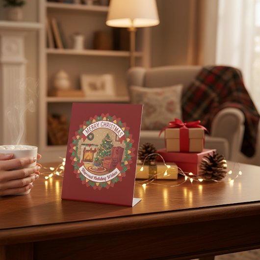 Christmas Desk Stand  Merry & Bright Holiday Decor 台座サイン