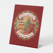 Christmas Desk Stand  Merry & Bright Holiday Decor 台座サイン (正面)