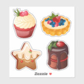 Christmas Dessert with Cupcake, Gingerbread & Tart シール (シート)