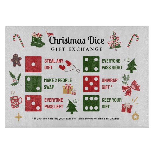 Christmas Dice Gift Exchange Cutting Board カッティングボード (正面)