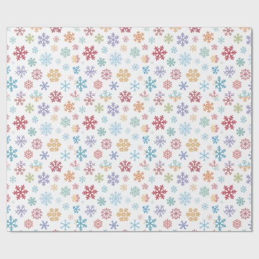 Christmas Different Coloured Snowflakes Packaging ラッピングペーパー (フラット)