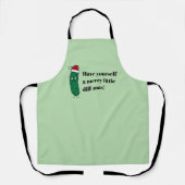 Christmas Dill Pickle wearing a Santa Hat エプロン (正面)