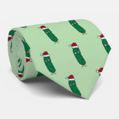 Christmas Dill Pickle wearing a Santa Hat ネクタイ (ロール)