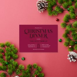 Christmas Dinner Elegant Red 箔招待状