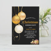 christmas dinner party black and gold baubles 招待状 (スタンド正面)