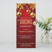 Christmas dinner party gold and red baubles 招待状 (スタンド正面)