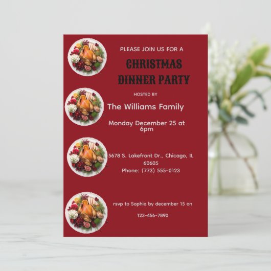 Christmas dinner party invite 招待状 (スタンド正面)