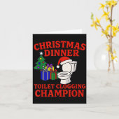 Christmas Dinner Toilet Clogging Chamon _ Funny Ch カード (黄色い花)