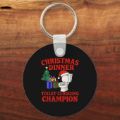 Christmas Dinner Toilet Clogging Chamon _ Funny Ch キーホルダー (正面)
