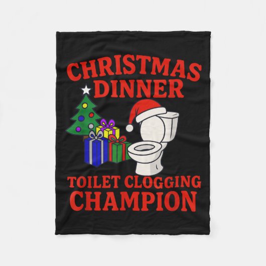 Christmas Dinner Toilet Clogging Chamon _ Funny Ch フリースブランケット (正面)