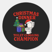 Christmas Dinner Toilet Clogging Chamon _ Funny Ch ラウンドシール (正面)