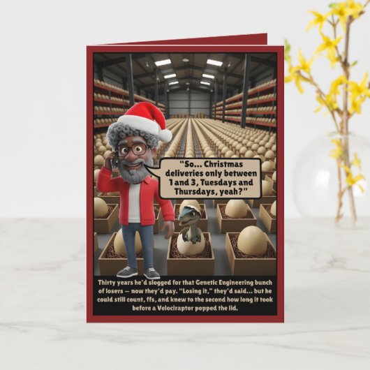 Christmas dinosaur カード (黄色い花)