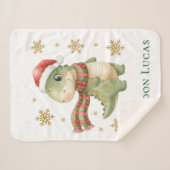 Christmas Dinosaur Baby Shower Gift Small シェルパブランケット (正面(横))