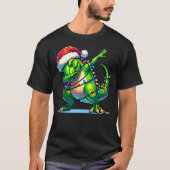 Christmas Dinosaur Boys Dabbing T Rex Santa Xmas F Tシャツ (正面)