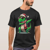 Christmas Dinosaur Boys Dabbing T Rex Santa Xmas F Tシャツ (正面)