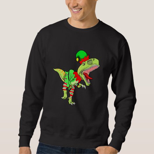 Christmas Dinosaur Elf Boys Kids Teens Xmas  Men スウェットシャツ (正面)