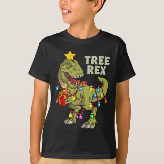 Christmas Dinosaur Kids Boys Men Christmas Lights  Tシャツ (正面)