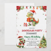 Christmas dinosaur party invitation 招待状 (正面/裏面)