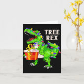 Christmas Dinosaur Shirt Tree Rex Pajamas Xmas Men カード (黄色い花)