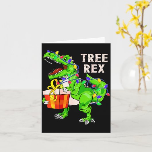 Christmas Dinosaur Shirt Tree Rex Pajamas Xmas Men カード (黄色い花)