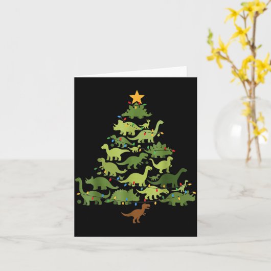 Christmas Dinosaur Tree Rex Pajamas Men Boys Kids  カード (黄色い花)