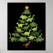 Christmas Dinosaur Tree Rex Pajamas Men Boys Kids  ポスター (正面)
