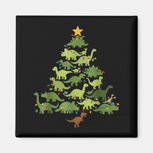 Christmas Dinosaur Tree Rex Pajamas Men Boys Kids  マグネット (正面)
