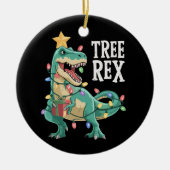 Christmas Dinosaur Tree Rex Pajamas Xmas Lights  セラミックオーナメント (正面)