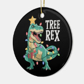 Christmas Dinosaur Tree Rex Pajamas Xmas Lights  セラミックオーナメント (左)