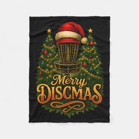 Christmas Disc Golf Merry Discmas フリースブランケット (正面)
